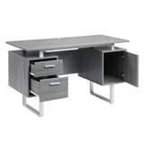 Modern Gray Office Desk with Storage