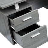 Modern Gray Office Desk with Storage