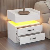 Modern Night Stand with LED Lights and Charging Station