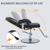 Modern Reclining Barber Chair With Adjustable Headrest And Hydraulic Pump (SAK62751)