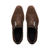 56-110-DBR Hebilla Monk Strap Italian Suede Calfskin Dark Brown