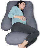 MOON PARK Pregnancy Pillows for Sleeping - U Shaped Full Body Maternity Pillow with Removable Cover - Support for Back, Legs, Belly, HIPS - 57 Inch Pregnancy Pillow for Women - Grey