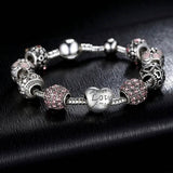 Mother's Day "LOVE" Engraved Heart Charm Bracelet