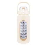 Motivational Water Bottle Intake Tracker with Straw Time Marker Silicone Sleeve Handle