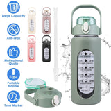 Motivational Water Bottle Intake Tracker with Straw Time Marker Silicone Sleeve Handle