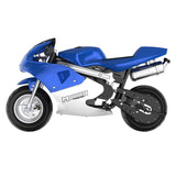 MotoTec Phantom 49CC Two-Stroke Gas Pocket Bike, Blue (96421375)