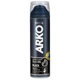Arko Men Black Gel Shaving Gel for Men - 200ml Activated Charcoal Dual-Purpose Formula