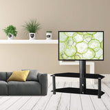 Multi-Function Angle and Height Adjustable Tempered Glass Metal Frame Floor TV Stand