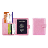 Multi Function Glitter Bling RFID Passport Organizer With CDC Vaccination Card Holder