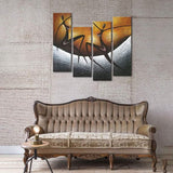 Multi-Panel Modern Abstract Paintings on Canvas Stretched on Wood