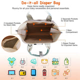 Multifunctional Diaper Changing Bag with 2 Insulated Pockets Commute Bag