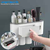 Multifunctional Wall Mount Toothbrush Holder Rack Organizer