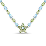 29.48 Carat Genuine Blue Topaz and Peridot .925 Sterling Silver Necklace