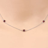 2.10 Carat Genuine Garnet .925 Sterling Silver Necklace