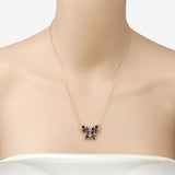 2.16 Carat Genuine Blue Sapphire and White Zircon .925 Sterling Silver Necklace