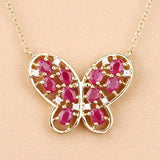 2.36 Carat Genuine Ruby and White Zircon .925 Sterling Silver Necklace
