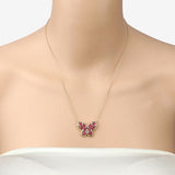 2.36 Carat Genuine Ruby and White Zircon .925 Sterling Silver Necklace