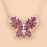 2.36 Carat Genuine Ruby and White Zircon .925 Sterling Silver Necklace
