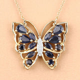 2.94 Carat Genuine Blue Sapphire and White Zircon .925 Sterling Silver Necklace