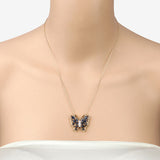 2.94 Carat Genuine Blue Sapphire and White Zircon .925 Sterling Silver Necklace