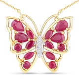 2.88 Carat Genuine Ruby and White Zircon .925 Sterling Silver Necklace