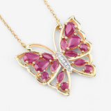 2.88 Carat Genuine Ruby and White Zircon .925 Sterling Silver Necklace