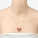 2.88 Carat Genuine Ruby and White Zircon .925 Sterling Silver Necklace