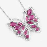 2.88 Carat Genuine Ruby and White Zircon .925 Sterling Silver Necklace