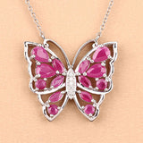 2.88 Carat Genuine Ruby and White Zircon .925 Sterling Silver Necklace