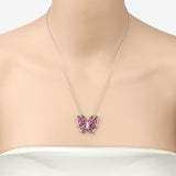 2.88 Carat Genuine Ruby and White Zircon .925 Sterling Silver Necklace