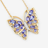 2.76 Carat Genuine Tanzanite and White Zircon .925 Sterling Silver Necklace
