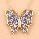 2.76 Carat Genuine Tanzanite and White Zircon .925 Sterling Silver Necklace