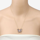 2.76 Carat Genuine Tanzanite and White Zircon .925 Sterling Silver Necklace