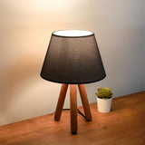 Homing Tasarım - Wooden Table Lamp with Fabric Shade, Energy-Efficient E27 Socket, Modern Home Decor