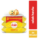 Dalin Klasik Baby Wet Wipes - Hypoallergenic & Dermatologically Tested, Soft & Gentle on Skin, 3x56 Count