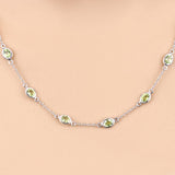 6.30 Carat Genuine Peridot .925 Sterling Silver Necklace