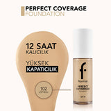 Flormar Perfect Coverage Foundation - Soft Beige (102) - Long-Lasting, SPF 15