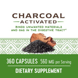 Nature's Way Activated Charcoal, Binds Unwanted Materials and Gas*, 560mg per Serving, 360 Capsules