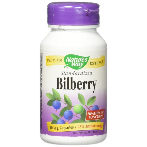 Nature's Way Bilberry Standardized Extract - Support Healthy Vision and Eye Health - 90 Veg Capsules