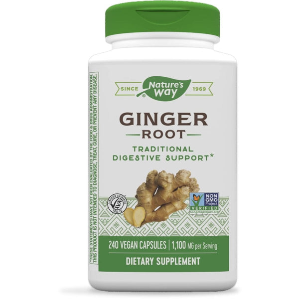 Nature's Way Ginger Root, Traditional Digestive Support*, 1110 mg Per Serving, Non-GMO Project Verified, 240 Capsules