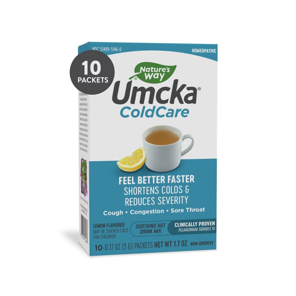 Nature's Way Umcka ColdCare Soothing Hot Drink Mix, Feel Better Faster, Clinically Proven, Lemon Flavored, 10 Packets