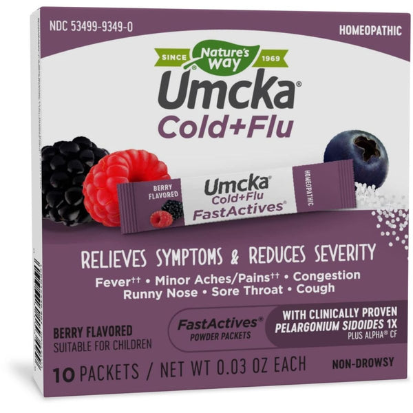 Nature's Way Umcka? Cold+Flu FastActives?, Shortens Colds & Reduces Severity, Fever**, Minor Aches/Pains**, 10 Packets