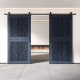 Diamond Pattern Double Door Barn Door Kit | Black Barn Door Hardware