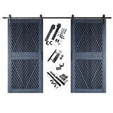 Diamond Pattern Double Door Barn Door Kit | Black Barn Door Hardware