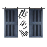 Vertical Slat Double Door Barn Door Kit | Black Barn Door Hardware