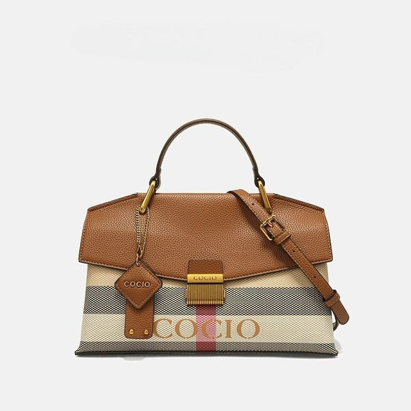 New advanced texture plaid handbag live hot models of fashion women's bags simple versatile new tide