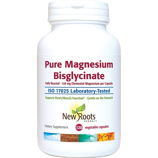 New Roots Herbal Pure Magnesium Bisglycinate 130 mg 60 Capsules