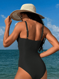 New sexy one-piece women's swimsuit covers the belly and makes you look slimmer, with a V-neck that exudes a sense of luxury