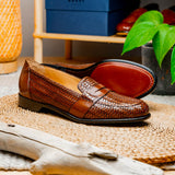15-585-CGN NICOLA Italian Calfskin Basketweave, Cognac