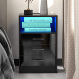Nightstand with 3 Drawers, Cabinet and USB Charging Ports